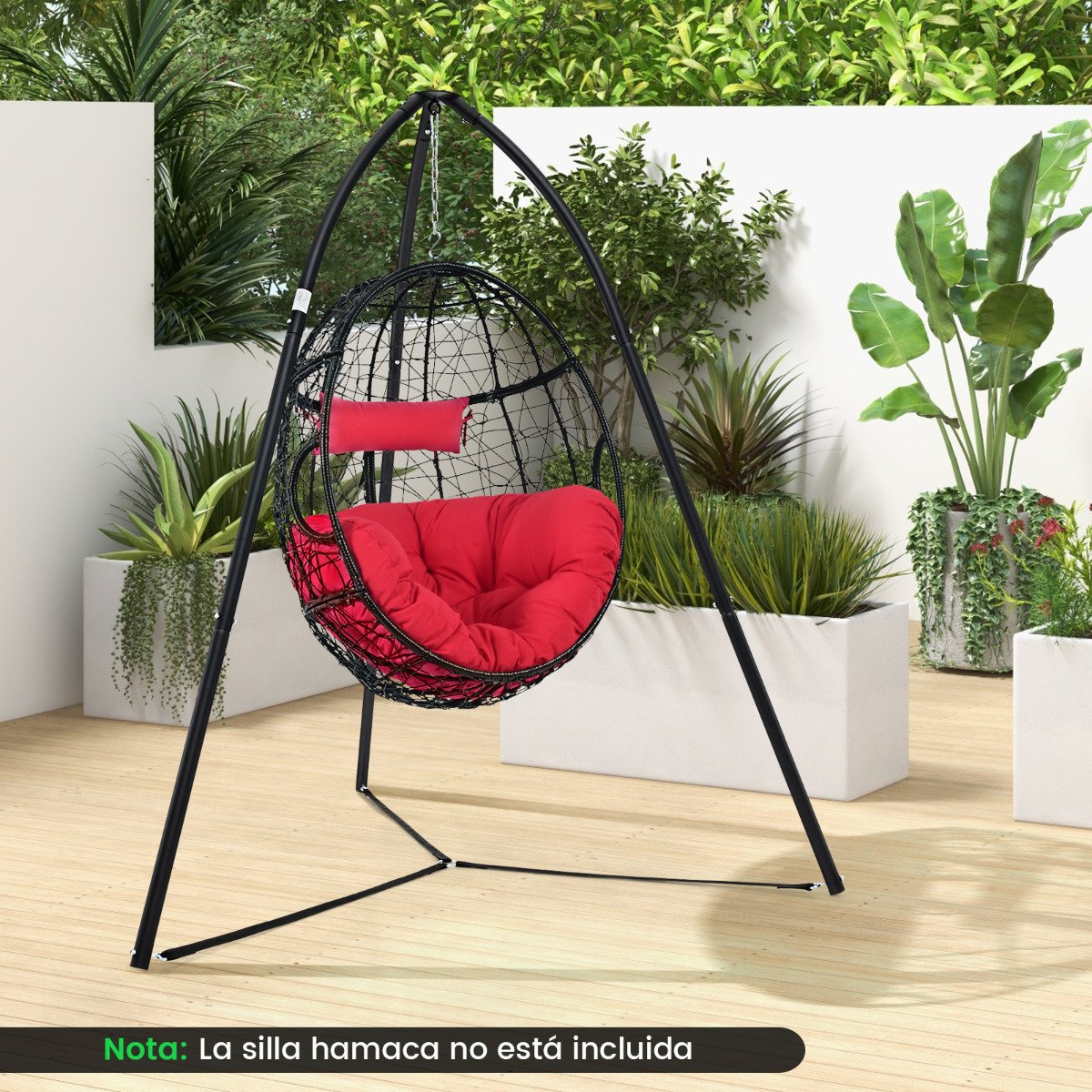 Suporte de metal resistente para cadeira suspensa com corrente para pendurar - Preto - Image 2