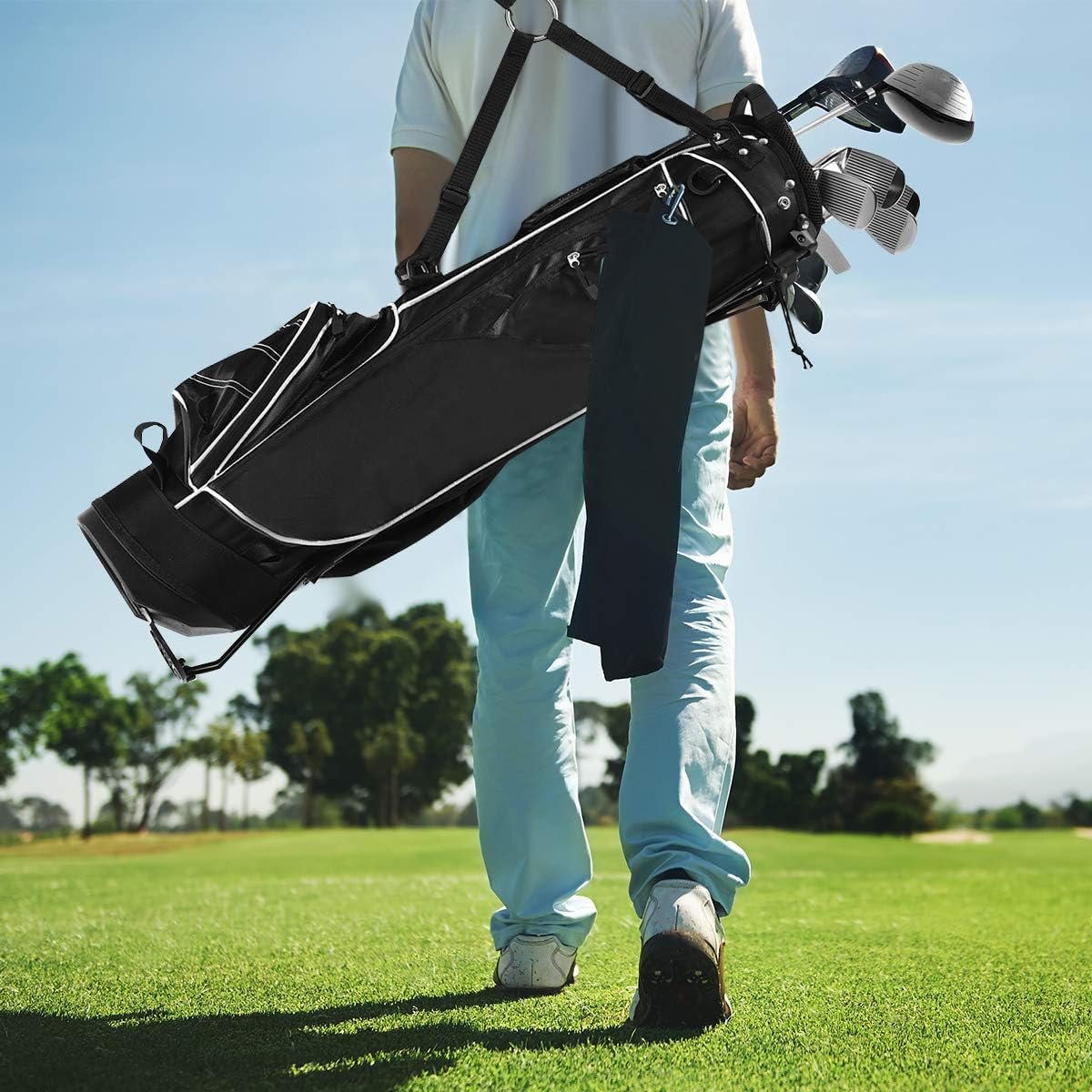 Bolsa de golfe ultraleve com divisórias superiores de 4 vias para o campo de golfe e viagens - Preta - Image 2