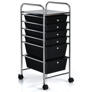 Carrinho Organizador com 6 Gavetas e Rodízios - Preto