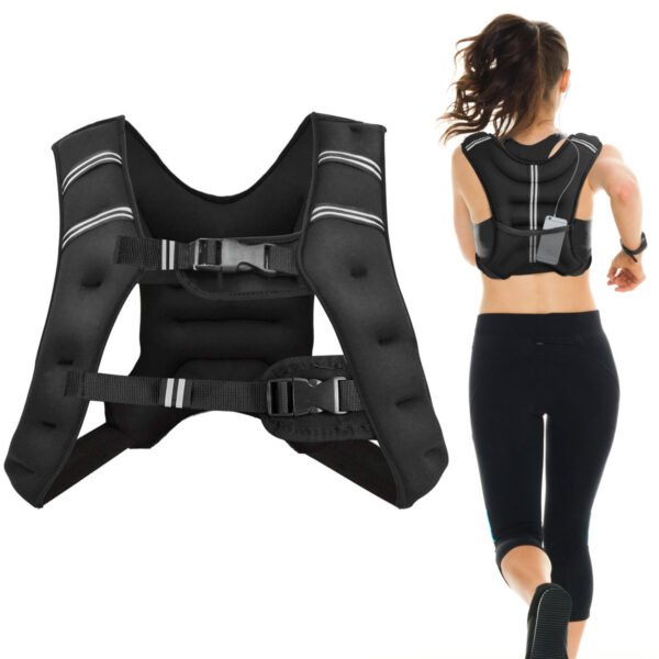 Colete de treino de 15 kg com fivelas ajustáveis ​​e bolsa de rede para fortalecimento muscular/corrida/caminhada
