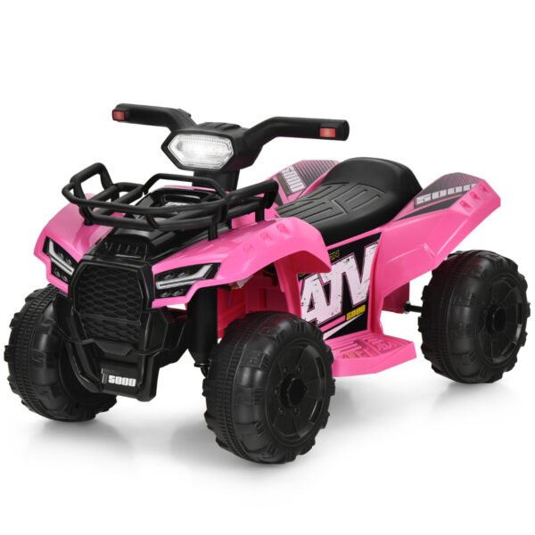 Quadriciclo elétrico infantil com espaço para armazenamento. Mini quadriciclo elétrico com música para crianças, 44 x 66 x 42 cm, rosa + preto.