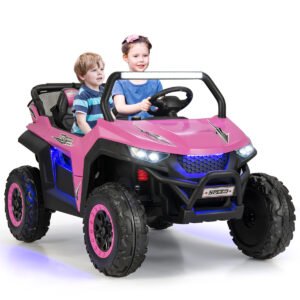 Carrinho infantil, veículo off-road móvel com 2 assentos e controle remoto, 118 x 74 x 71 cm, rosa