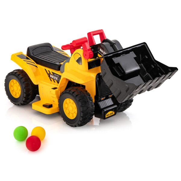 Escavadeira elétrica infantil com espaço de armazenamento oculto e cesta de basquete, 84 x 35 x 43 cm, amarela.