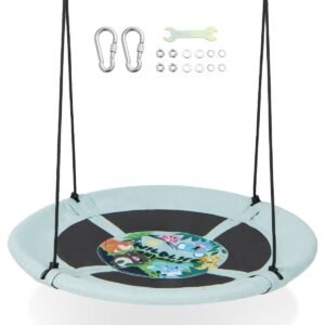 Balanço de árvore em formato de disco de 40 polegadas com cordas ajustáveis ​​e tecido Oxford 900D - Cor da Floresta