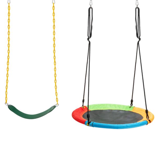 Conjunto de balanço de árvore com assento e disco de balanço, composto por 2 peças, com corda de suspensão ajustável (sem suporte).