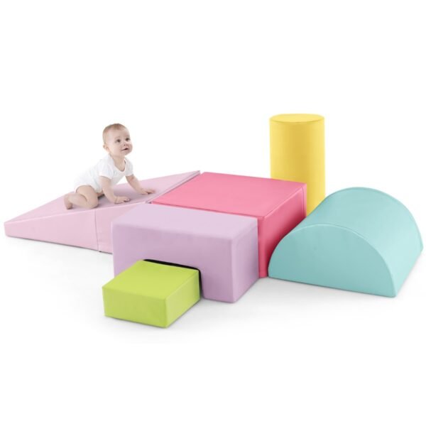 Conjunto de 6 peças de blocos de espuma para escalada, ideais para atividades internas como escalar e engatinhar, com peças retangulares - Multicolorido