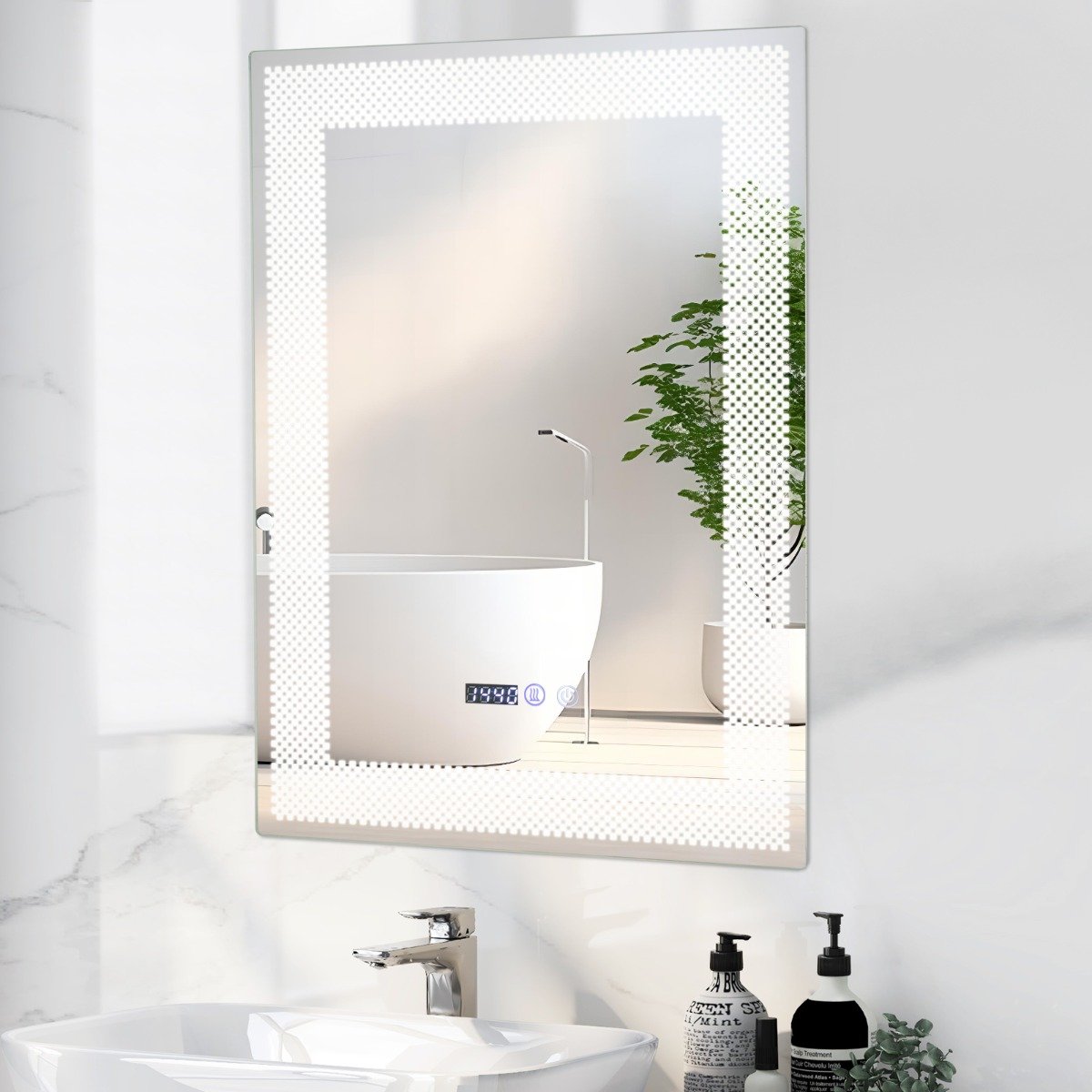 Espelho de parede com iluminação LED, função de memória, exibição de hora e temperatura. - Image 2