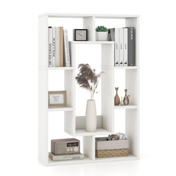 Estante geométrica moderna com 7 cubos, aberta e decorativa - Branca