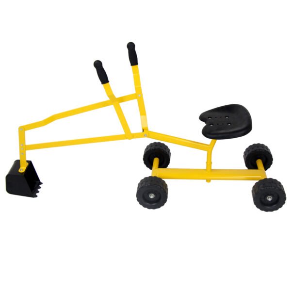 Carrinho de areia infantil com assento giratório para praia, amarelo.