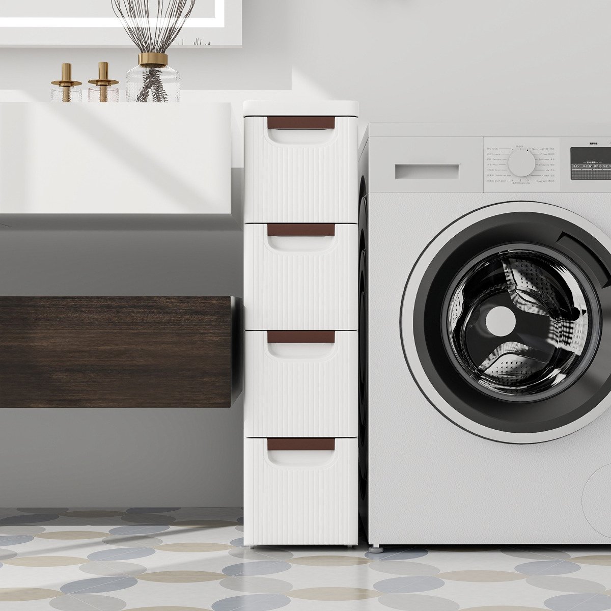 Armário Organizador com 3/4/5/6 Gavetas e Rodízios - Armário Estreito com Rodízios para Espaços Pequenos - 4 Gavetas - Image 2