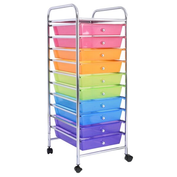 Carrinho Organizador com 10 Gavetas e Rodízios - Colorido