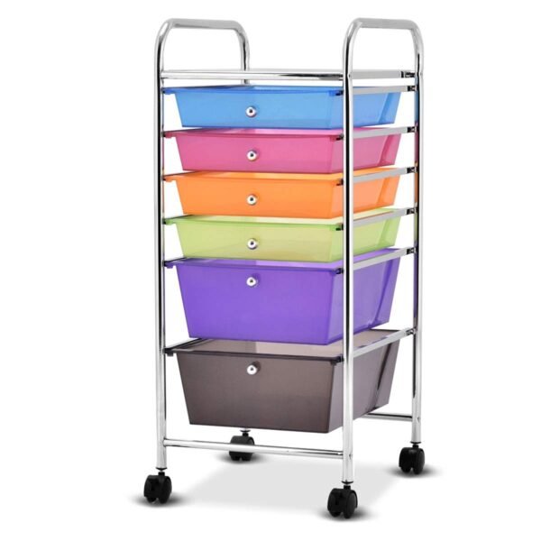 Carrinho Organizador com 6 Gavetas e Rodízios - Transparente Multicolorido