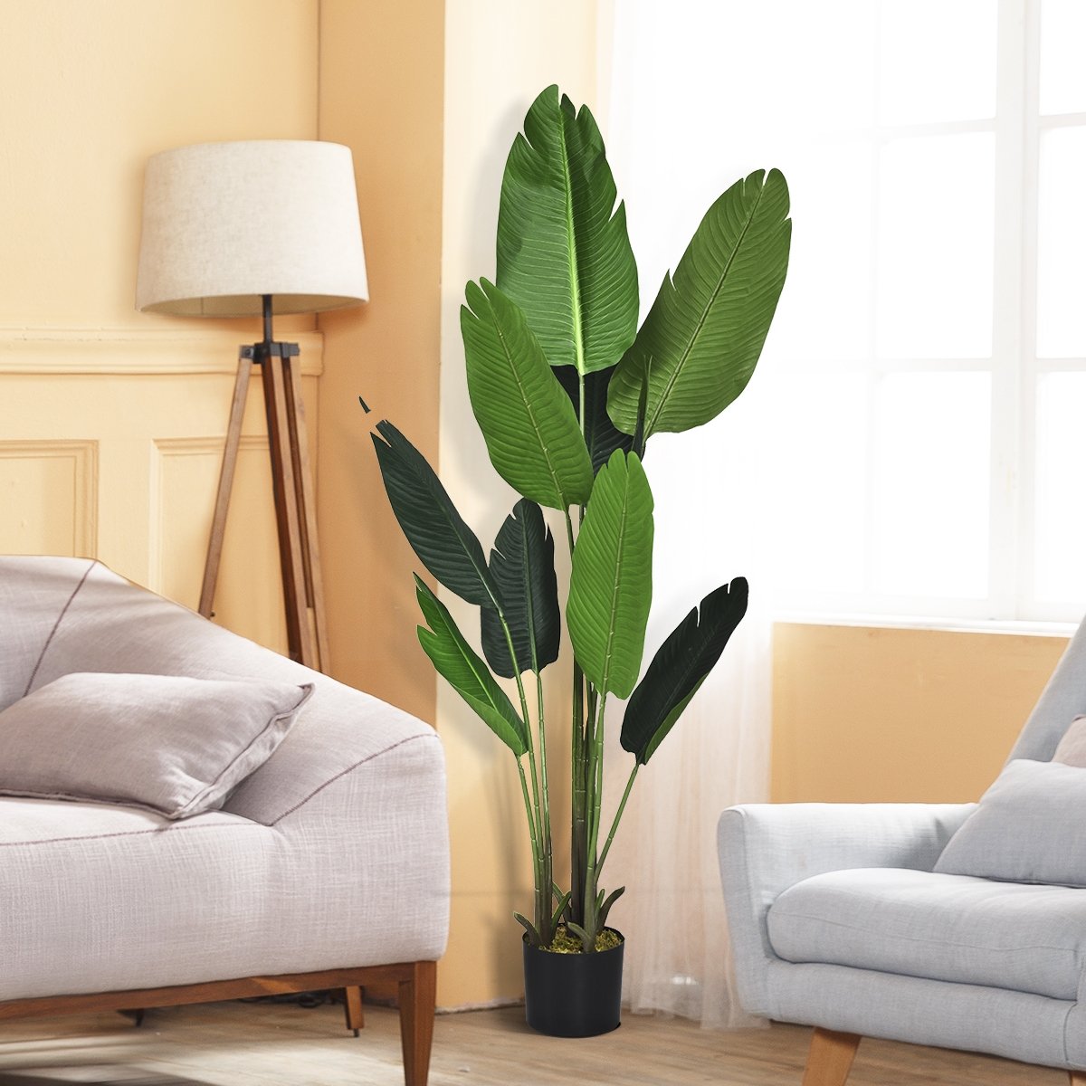 Planta artificial, planta verde artificial, palmeira tropical artificial, planta-cobra artificial de 160 cm - Image 2