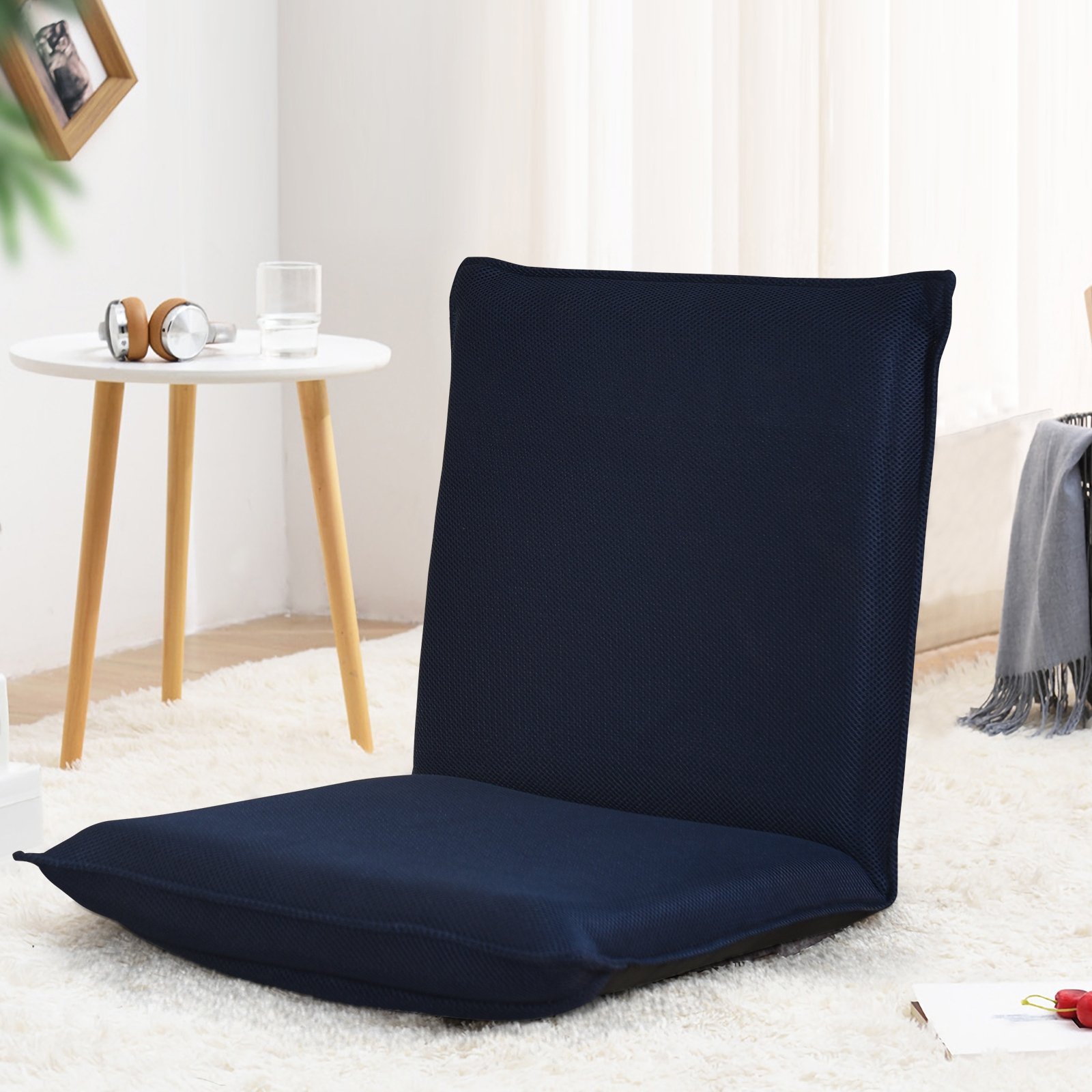 Cadeira de chão dobrável com poltrona robusta para assistir TV - Azul Marinho - Image 2