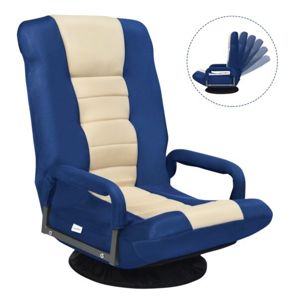 Cadeira Gamer Giratória 360° com Encosto Dobrável e Ajustável - Azul