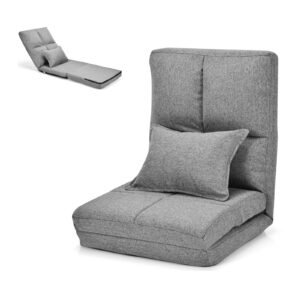 Cadeira de chão ergonômica com almofada e encosto estofados para meditação.