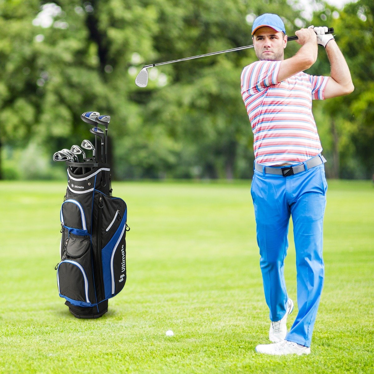 Conjunto completo de tacos de golfe masculino com 9 peças - Azul Marinho - Image 2