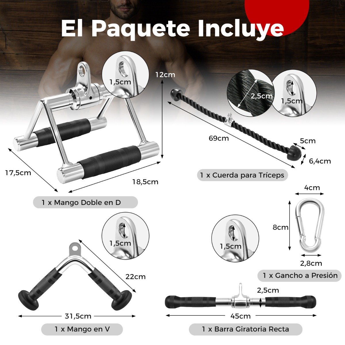 Conjunto de 4 acessórios para máquina de cabo para academia em casa - Image 2