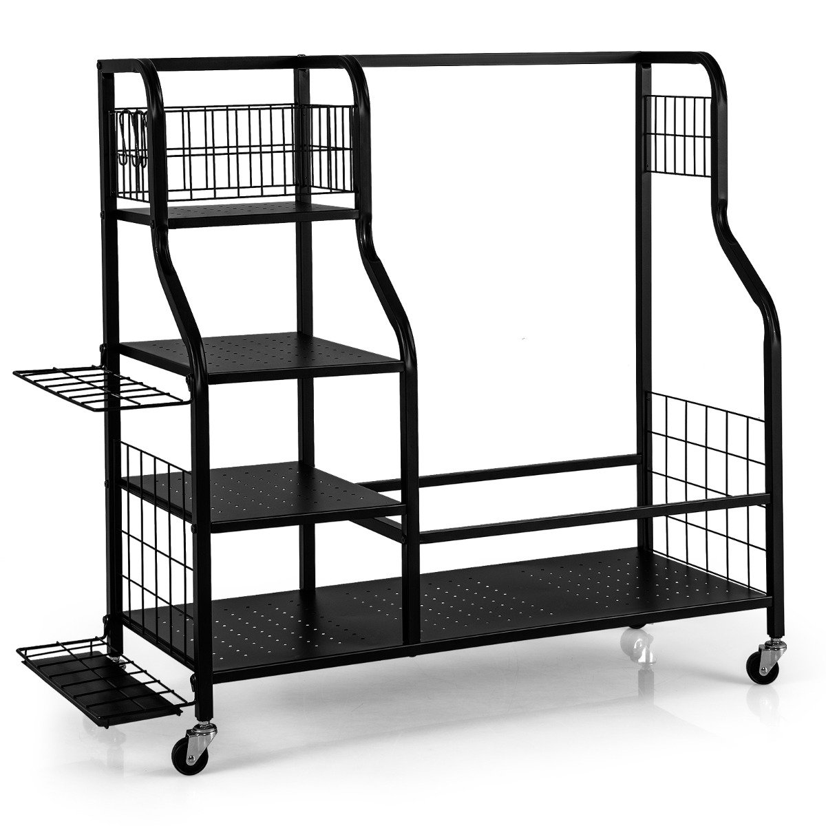 Organizador para 2 Sacos de Golfe com Suporte para Tacos e Rodas com Trava - Preto