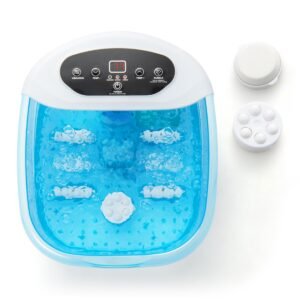 Massageador de pés, spa para pés, banheira para os pés com pedra de pedicure removível, desligamento automático após 1 hora, azul.