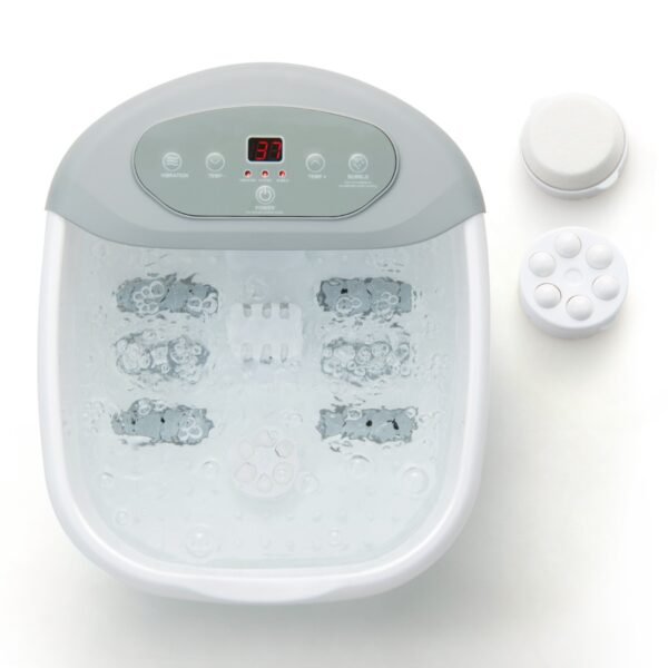 Massageador de pés, spa para pés, banheira para os pés com pedra de pedicure removível, desligamento automático após 1 hora, cinza.