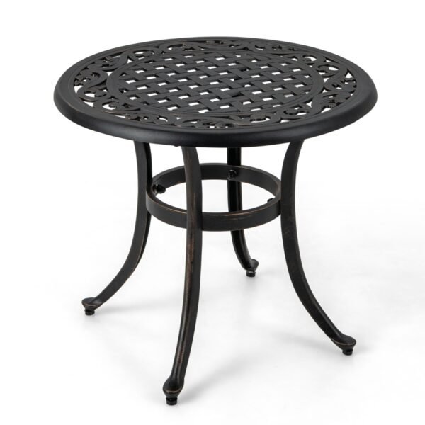 Mesa lateral de 60 cm para pátio com pés ajustáveis, ideal para piscina, quintal e varanda - Marrom Rústico