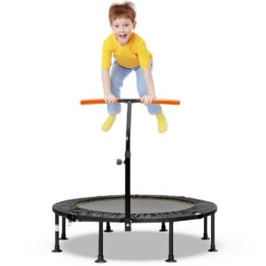 Mini trampolim de 110 cm com corrimão de altura ajustável - Laranja