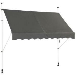 Toldo retrátil para jardim ou pátio externo, bege-cinza