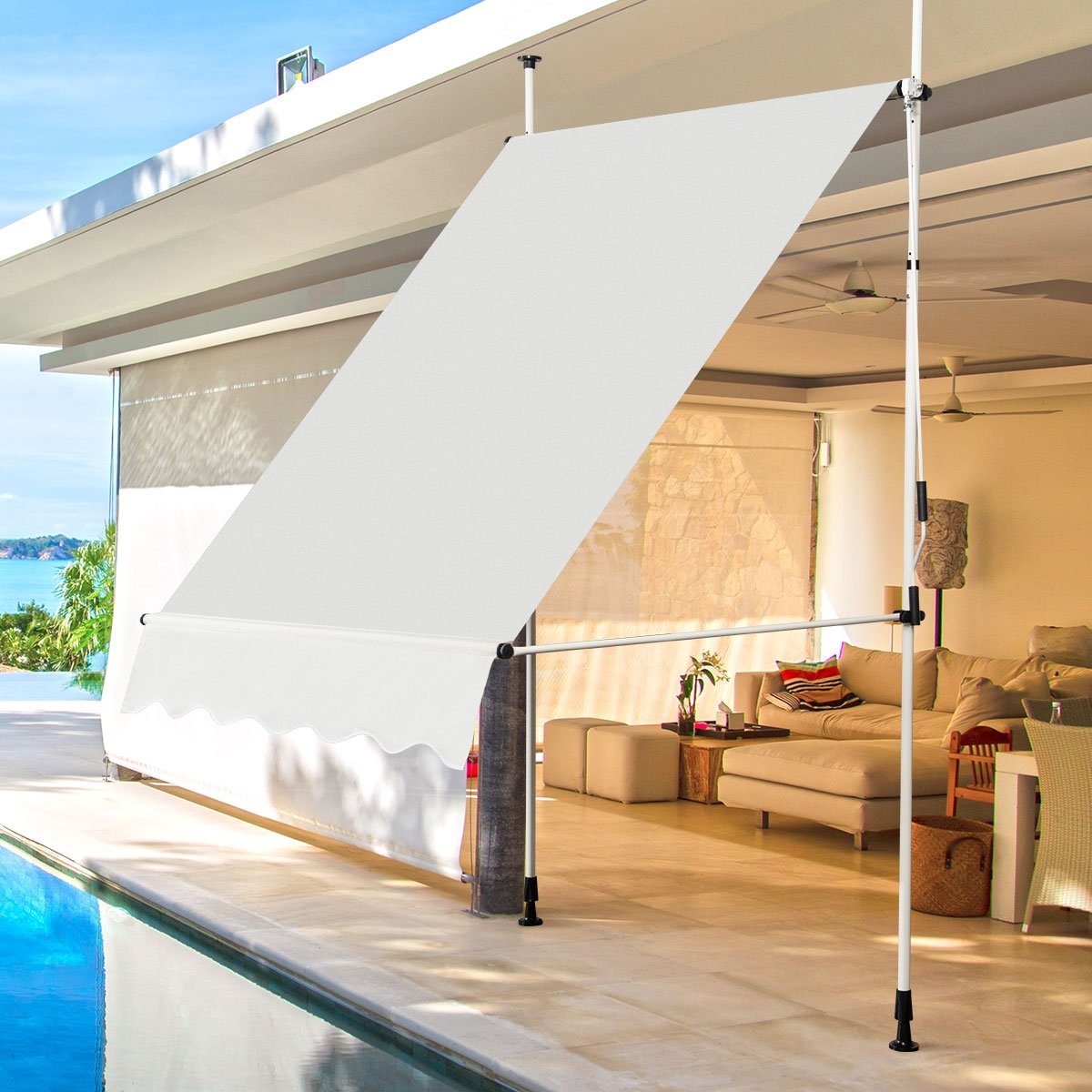 Toldo retrátil para jardim ou pátio externo - Branco - Image 2