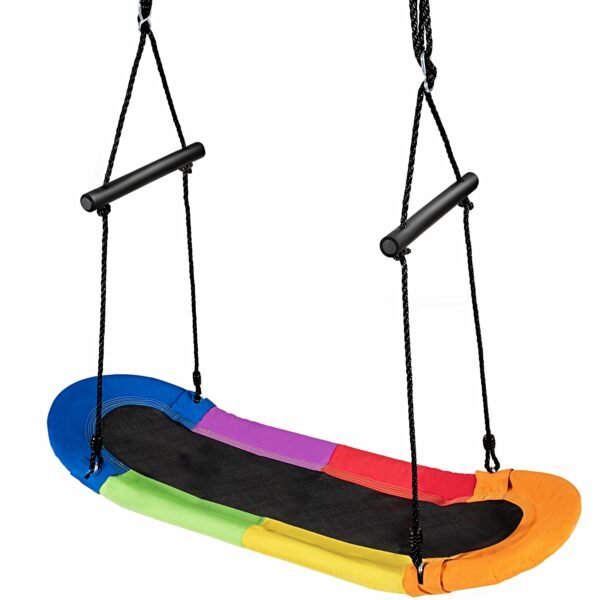 Balanço tipo ninho infantil para árvore com corda ajustável de 100 a 160 cm, colorido, 123 x 45 cm