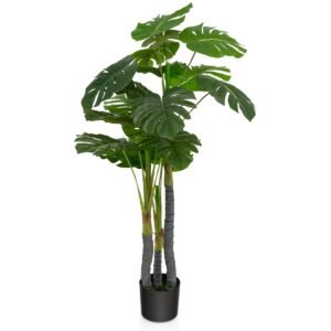 Árvore artificial de 1,20 m, palmeira Monstera artificial, planta artificial