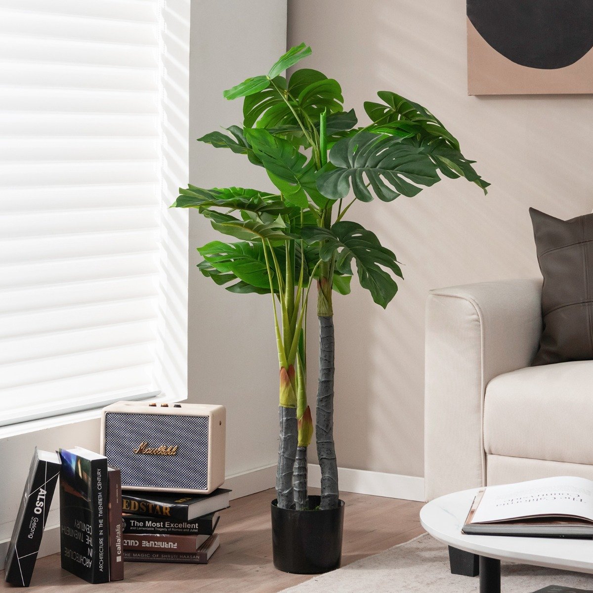 Árvore artificial de 1,20 m, palmeira Monstera artificial, planta artificial - Image 2