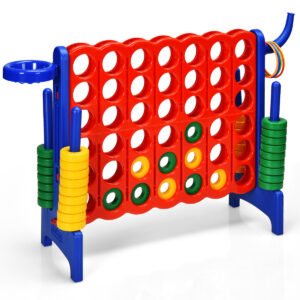 Jogo Connect 4 Jumbo de Plástico Premium com 42 Anéis Jumbo e Mecanismo Deslizante de Liberação Rápida
