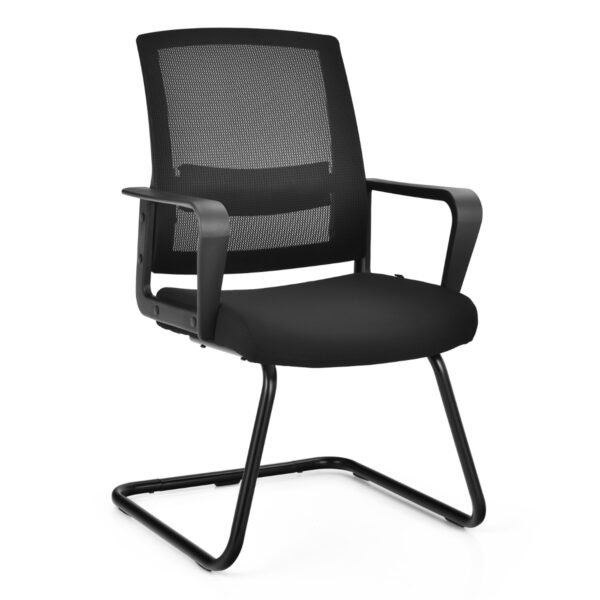 Cadeira para visitantes com suporte lombar ajustável e base em forma de trenó para sala de conferências
