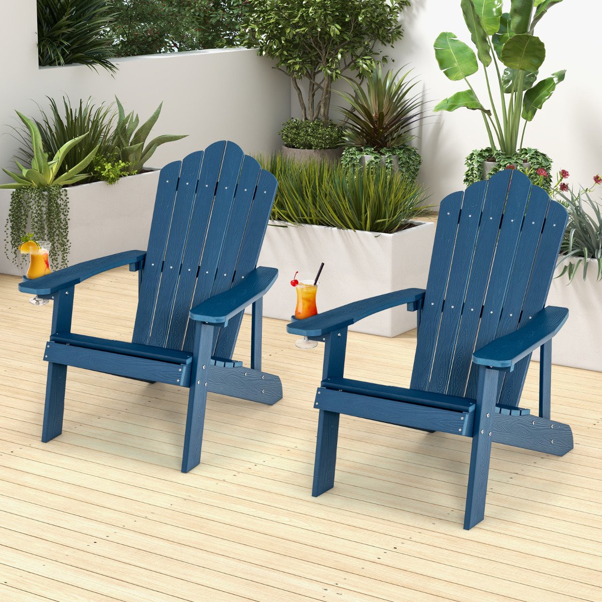Cadeira Adirondack com porta-copos para pátio - Azul Marinho - Image 2