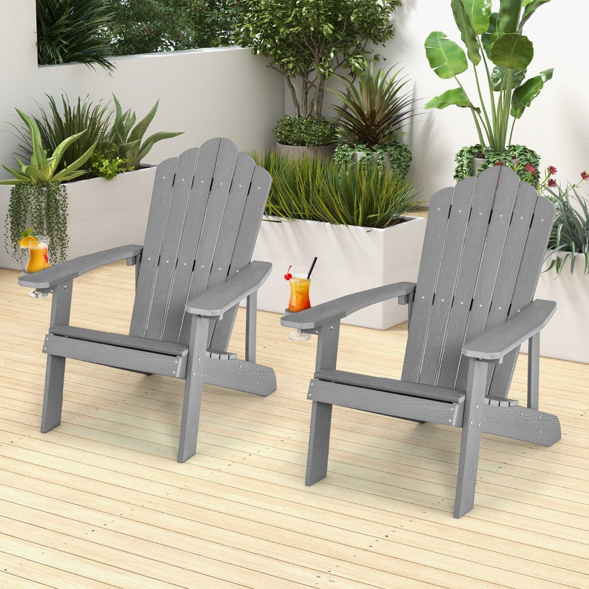 Cadeira Adirondack com porta-copos para pátio - Prata - Image 2