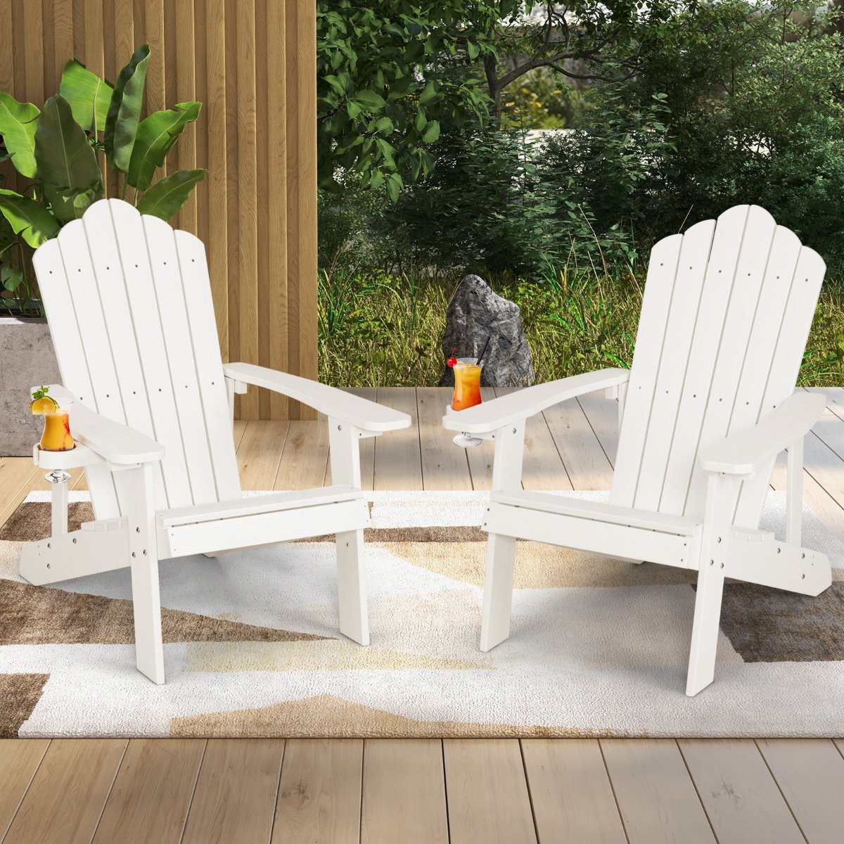 Cadeira Adirondack com porta-copos para pátio - Branca - Image 2