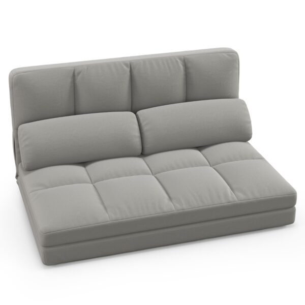 Sofá-cama dobrável 3 em 1 com função de cama e encosto ajustável, cinza claro.