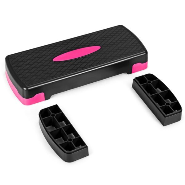 Step de exercícios aeróbicos com altura ajustável de 66 cm (26 polegadas) e superfície antiderrapante - Preto