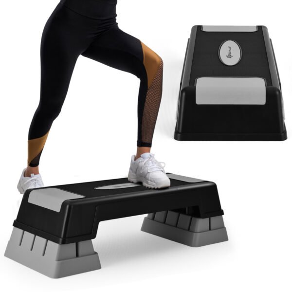Stepper para exercícios aeróbicos com altura ajustável - Cinza