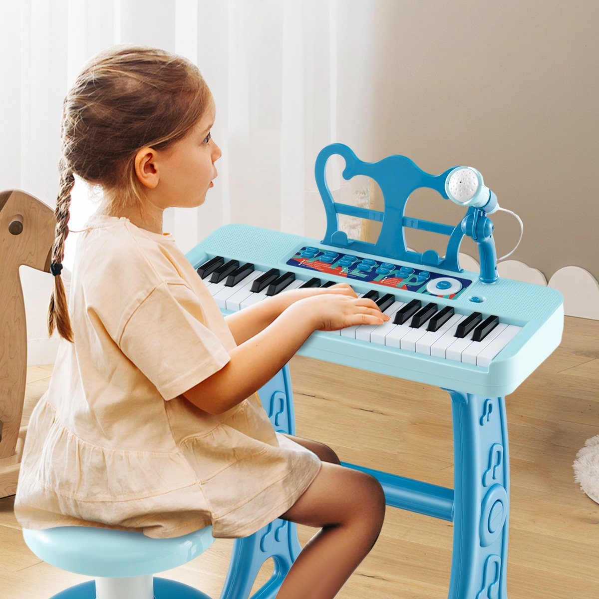 Teclado de Piano Infantil com 37 Teclas e Microfone para Crianças a partir de 3 Anos - Azul - Image 2