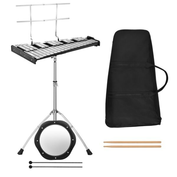 Instrumento de percussão dobrável de 32 notas com suporte ajustável para amantes da música.