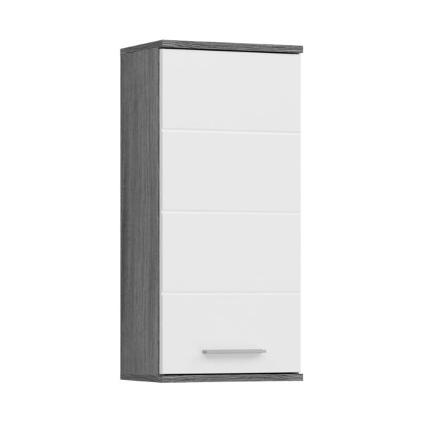 Xonox armário de parede - prateado fumo acabamento e branco brilhante moldado, 35x77x25 cm