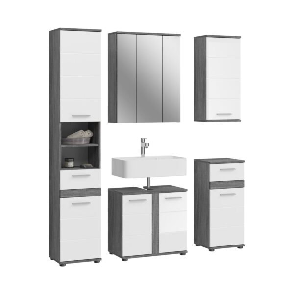 Xonox combinação de banho - prateado fumo acabamento e brilhante branco moldado, 164x191x34 cm