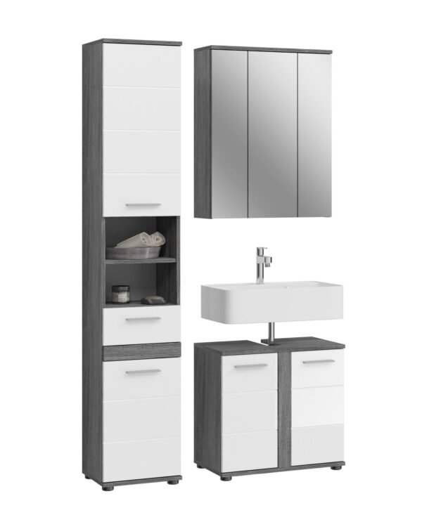 Xonox combinação de banho - prateado fumo acabamento e brilhante branco moldado, 114x191x34 cm