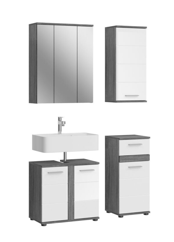 Xonox combinação de banho - prateado fumo acabamento e brilhante branco moldado, 114x191x34 cm