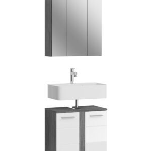 Xonox combinação de banho - prateado fumo acabamento e brilhante branco moldado, 64x191x34 cm