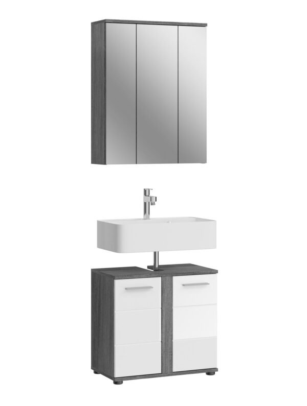 Xonox combinação de banho - prateado fumo acabamento e brilhante branco moldado, 64x191x34 cm