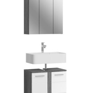 Xonox Combinação de banho com iluminação - prateado fumo acabamento e brilhante branco moldado, 64x191x34 cm