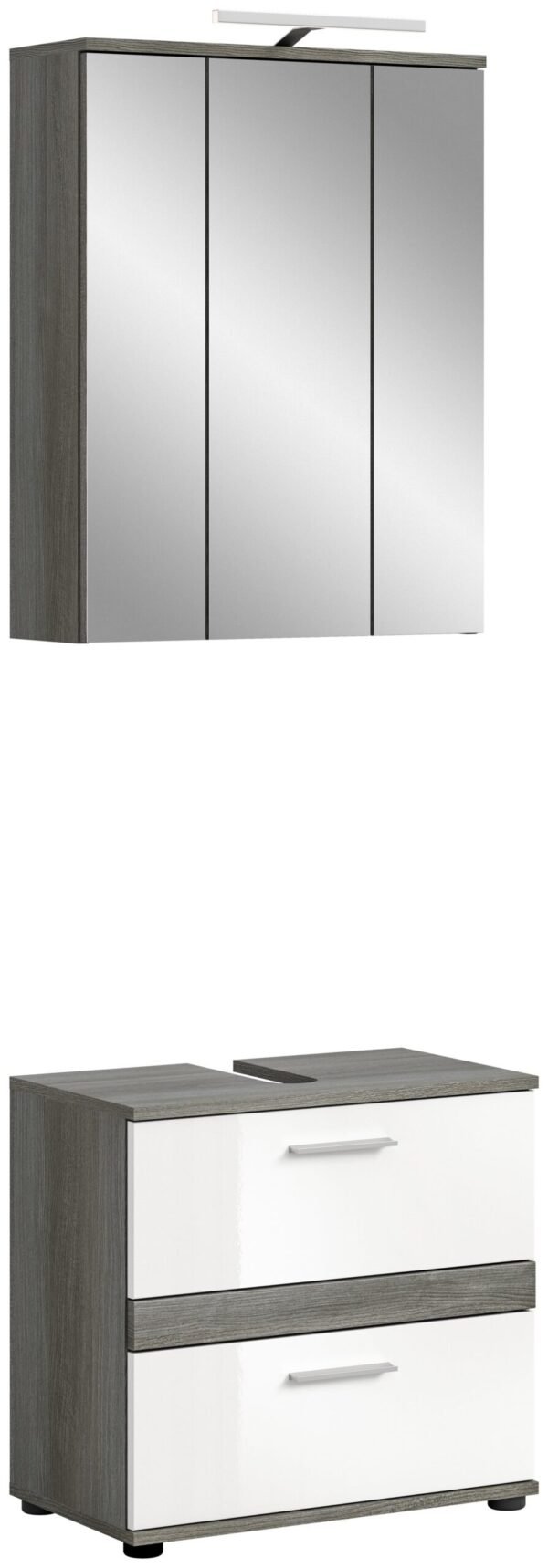 Xonox Combinação de banho com iluminação - prateado fumo acabamento e brilhante branco moldado, 60x191x34 cm